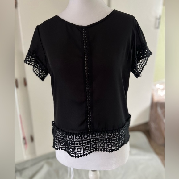 Japna Tops - Black Blouse with detail trim